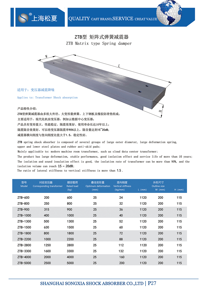 矩陣式<a href='http://www.cjcm.net.cn' target='_blank'><u>彈簧減震器</u></a>-變壓器專用